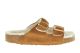 Bullboxer Leder Cognac Slipper Gouden Gesp En Wol Binnenkant