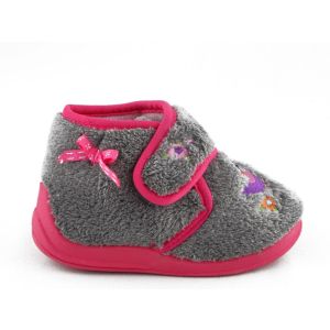 Babypantoffel Grijs Vogel Velcro