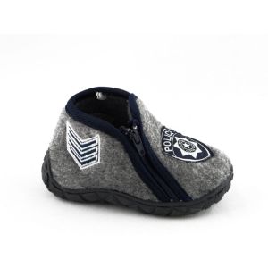 Babypantoffel Politie Grijs Rits