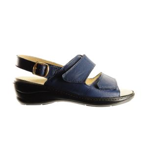 Blauwe Lederen Sandaal Met Velcro Voor Steunzolen
