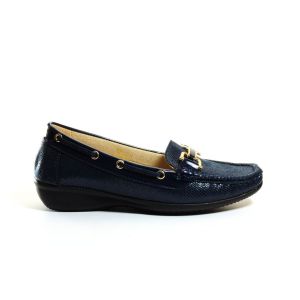 Dames Mocassin Blauw Snake