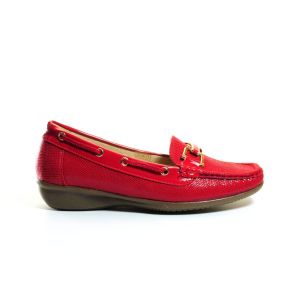 Dames Mocassin Snake Rood