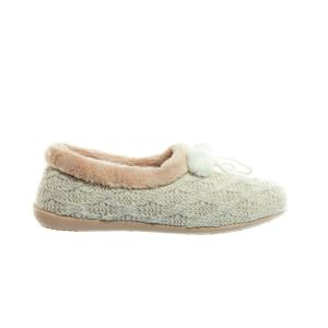 Dames Pantoffel Beige Pompom