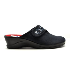 Dames Pantoffel Blauw Velcro Hoge Wreef Fly Flot