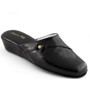 Dames Pantoffel Zwart Croco Buffel Zool Trentino