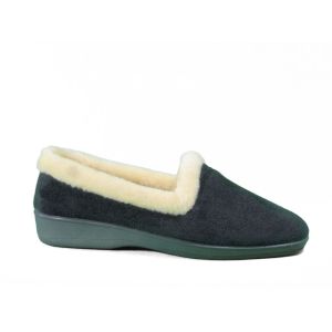 Damespantoffel Grijs Met Wolkraag