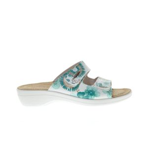 Flyflot Witte Slippers Met Groene Bloemenmotief