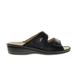 La Plume Blauwe Lederen Slipper Tweeband Velcro