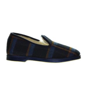 Pantoffel Warm Heren Carreaux Blauw