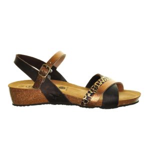 Plakton Sandalen Bruin Goud Sleehak