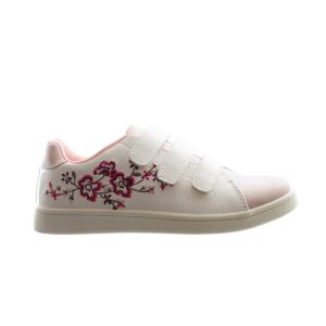 Sneaker Meisjes Wit Met Roos En Bloemmotief Velcro