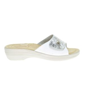 Witte 1band Slipper Met Slangenprintvelcro Flyflot