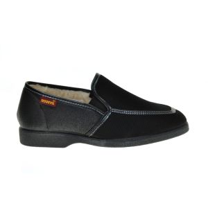 Zwarte Gesloten Lycra Instap Pantoffel Met Wol