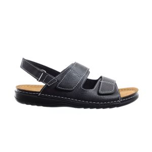 Zwarte Herensandaal Met 3 Velcro's