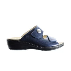 Zwarte Lederen Slipper Met Velcro Voor Steunzolen