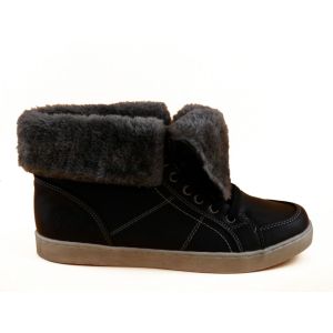 Zwarte Patrick Sneaker Hoog Met Wol