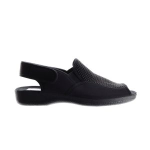 Zwarte Sandaal Met Rekstof En Velcro